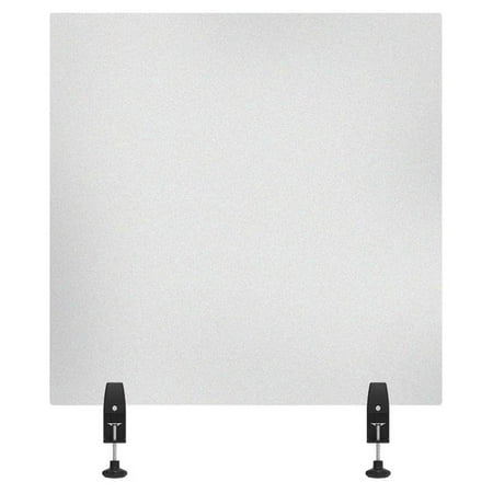 Offex 30" Contemporary Aluminum Sneeze Guard Desk Divider in Frosted Clear