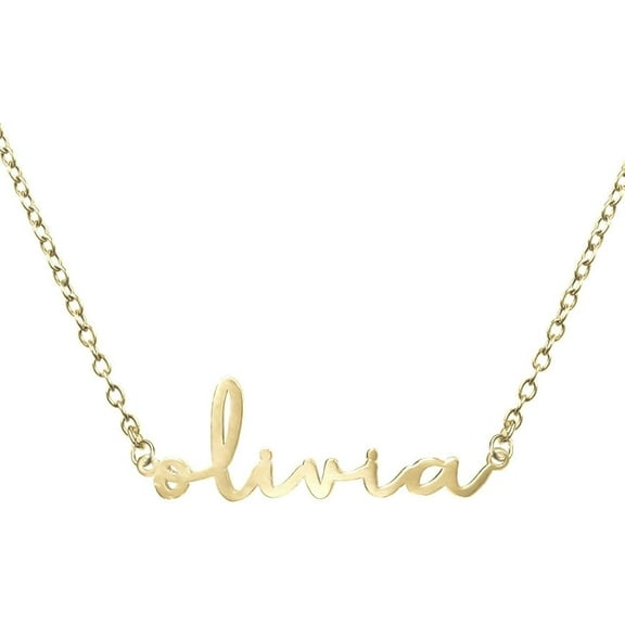 PicturesOnGold Custom Name Necklace For Women Personalized Name Necklace in Sterling Silver or Gold Personalized with any Name or Word (Gold Dainty Name Necklace)