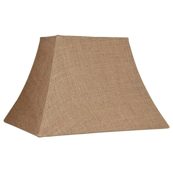Natural Burlap Medium Rectangle Lamp Shade 8" Wide x 5" Deep at Top and 14" Wide x 11" Deep at Bottom and 10" Slant x 9" Height (Spider) Replacement with Harp and Finial - DyGTyX