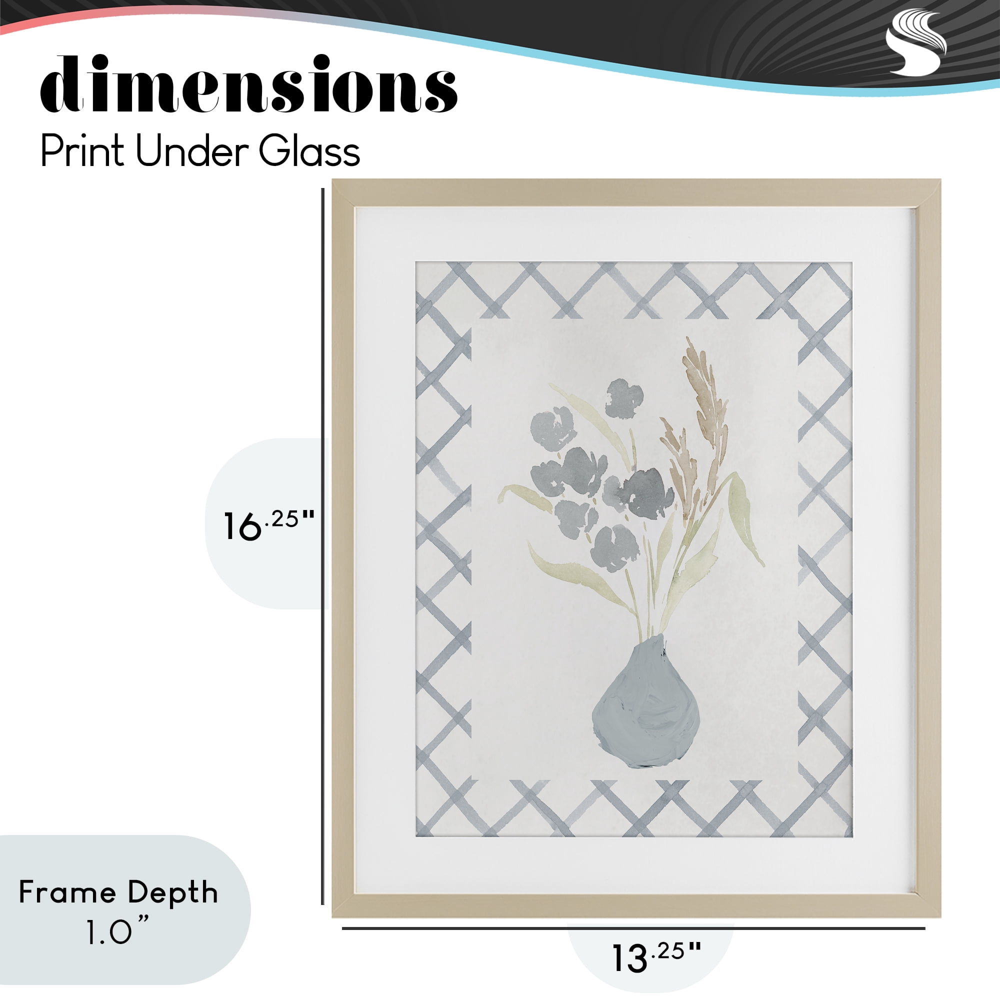 Stupell Industries Muted Blue Anna Bouquet Birch Framed Print Under Glass, design by Lucille Price