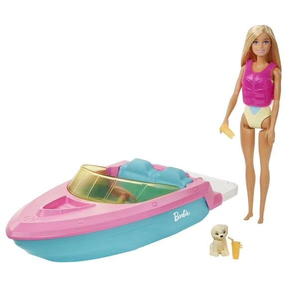 Barbie Doll and Boat Doll Playset with Puppy and Accessories