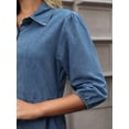 thumbnail image 5 of DARING DIVA Women's 3/4 Sleeve Button Down Collar Swing Tiered Dress L Light Blue, 5 of 7