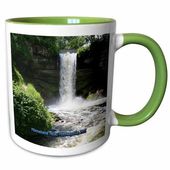 3drose, Minnehaha Falls, Minneapolis, Mn, 11oz Two-tone Green Mug