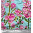 thumbnail image 3 of oneOone Georgette Viscose Fabric Leaves & Pink Floral Panel Printed Craft Fabric BTY 42 Inch Wide, 3 of 3