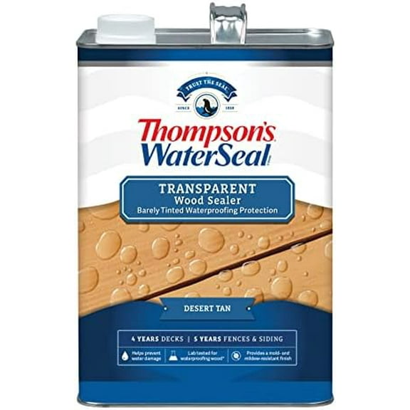 Thompson’s WaterSeal Transparent Waterproofing Wood Stain and Sealer, Desert Tan, 1 Gallon