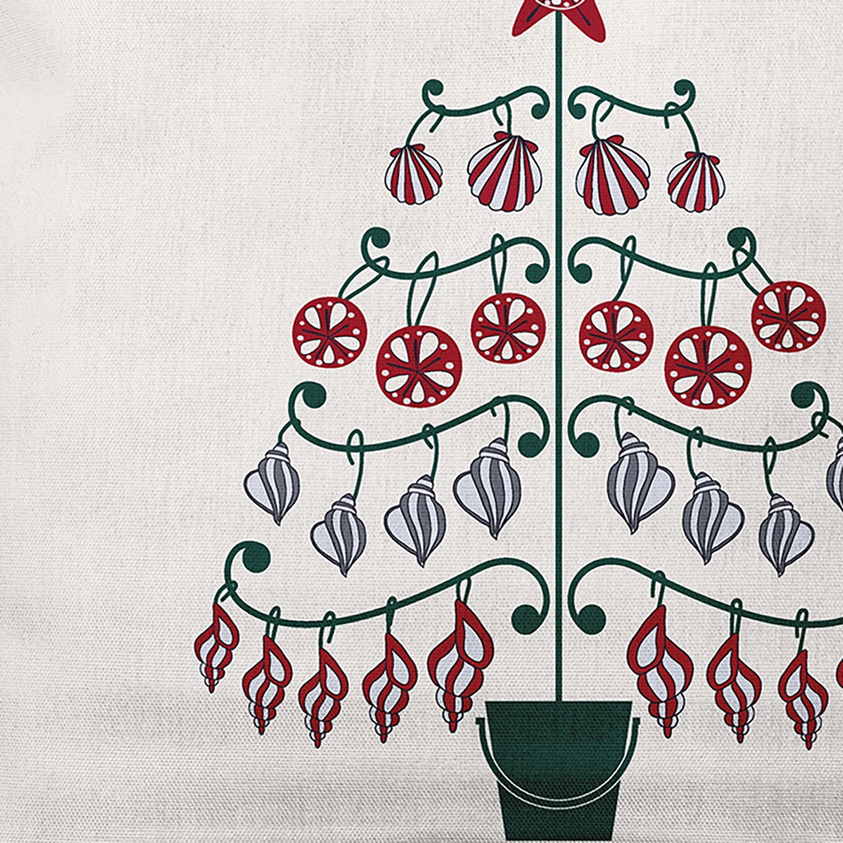 Simply Daisy Christmas Green Colored Beach Tree Christmas Soft Spun Polyester Indoor/Outdoor Throw Pillow, 20" x 20"