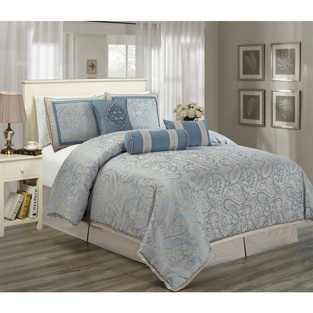 California King Comforter Set 7PCS Soft Quilted Bed In A Bag All Season