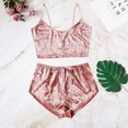 thumbnail image 4 of Conjunto de top corto y pantalones cortos de terciopelo para mujer Conjunto de ropa interior polar con cuello en V Chándal sin mangas, 4 of 12