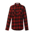 thumbnail image 6 of Seyurigaoka Women Juniors Shacket Loose Button-down Shirt, Plaid Printing Long Sleeve Blouse, 6 of 9