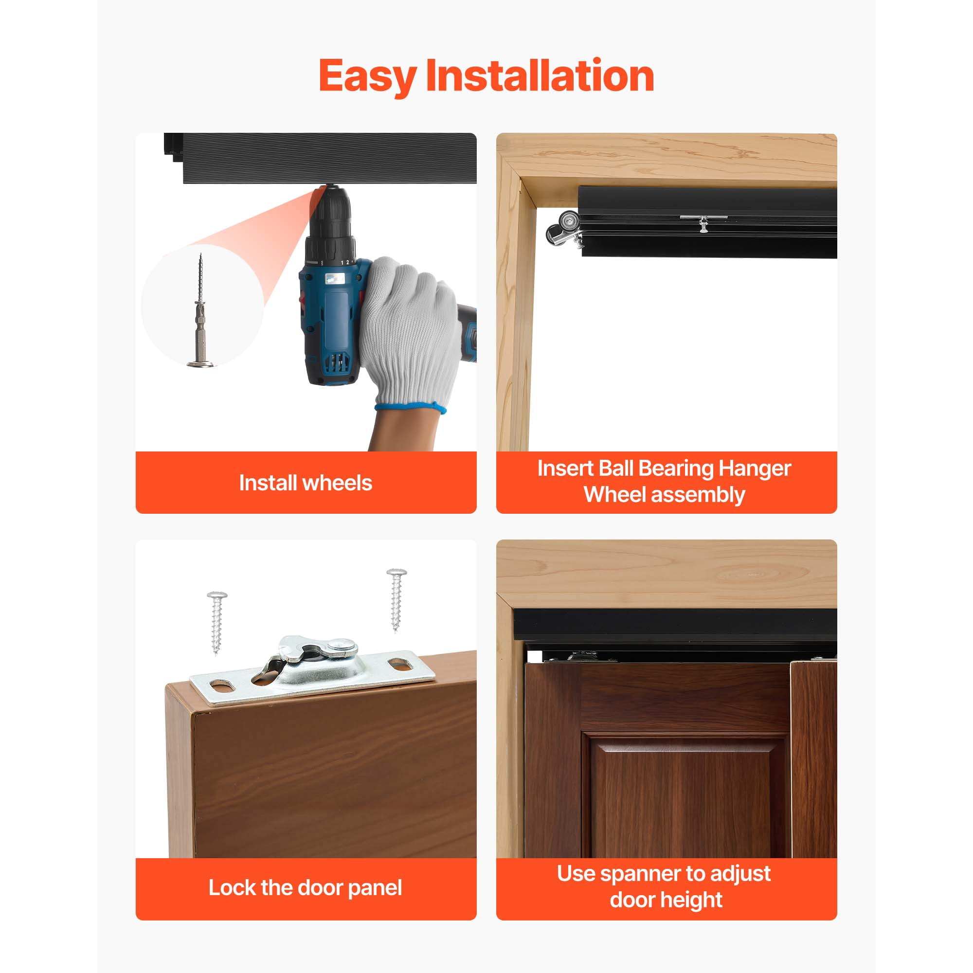 KFFKFF 5 ft Aluminum Alloy Bypass Sliding Door Hardware Kit, Dual-Track System for Smooth and Quiet Operation, Easy Installation, Fits Doors 1" to 1 3/4" Thick and 30" Wide, Ideal for Closets