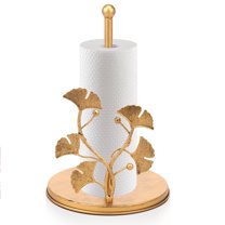 Tzdxfgl Free-Standing Metal Countertop Paper Towel Holder with Non-Slip Base, 11 Inch, Gold Leaves