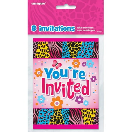 Wild Birthday Invitations, 8pk