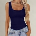 thumbnail image 3 of Gsakboxl Summer Tops Women Square Neck Ribbed Knit Cropped Sleeveless Tank Top Trendy Slim Fit Summer Casual Basic Tee Camisole Dark blue M, 3 of 6