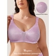 thumbnail image 4 of Wingslove Women's Plus Size Full Coverage Minimizer Bra Wirefree Non Padded for Everyday Comfort, Light Purple 46DDD, 4 of 6
