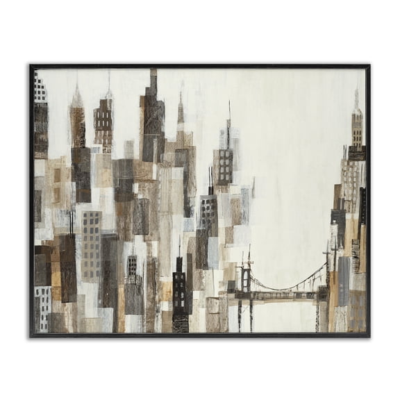 Stupell Industries Contemporary Cityscape Abstract Squares Black Framed Giclee Art, 14 x 11, by Liz Jardine