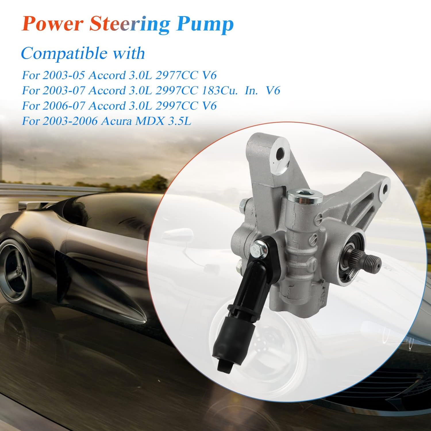 PANGOLIN Power Steering Pump Compatible with 2003-2007 Honda Accord 3.0L Power Assist Pump Replacement Part OE 21-5349, 56110-RCA-A01, 56110-RCA-A02, 56110-RDJ-A02