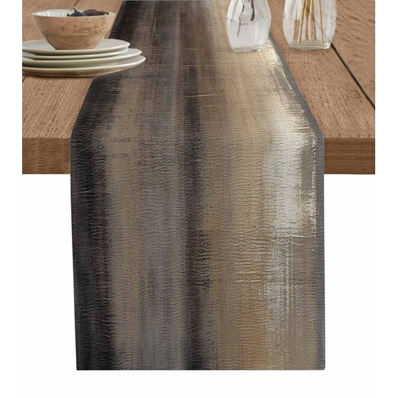Ombre Brown Table Runner-Cotton Linen- 90 Inch Holiday Dresser Scarves, Modern Abstract Watercolor Terracotta Art Tablerunner for Kitchen Coffee/Dining Bedroom Living Room Dinner Scarf Décor 13x90