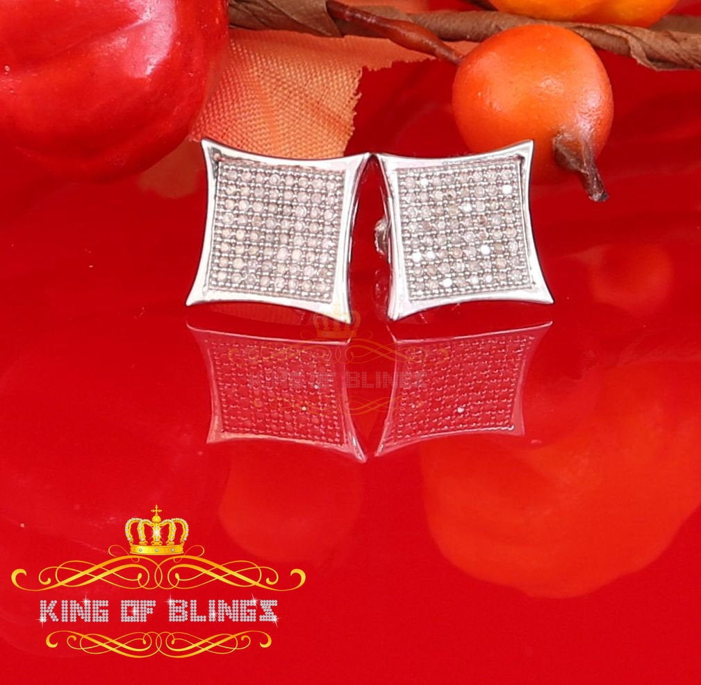 King of Bling's 925 Sterling Silver 0.33ct Diamond Stud For Women's/Men's White Kite Earrings