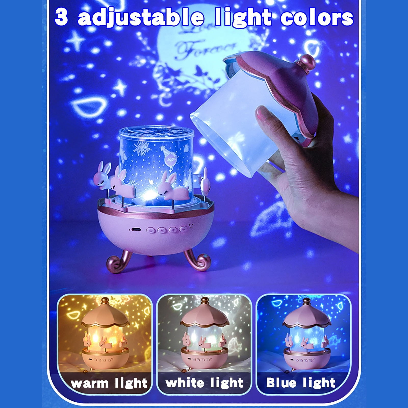 Starry Sky Projection Music Box Lamp, Night Light Ambiance Lamp, Bedroom Projector Light, with Melodies and Galaxy Effects for Room and Nursery Decor, Children and Relaxation Seekers