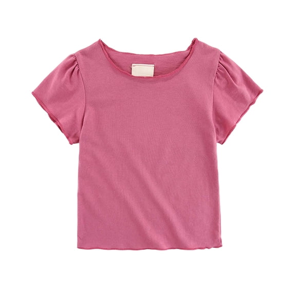 Summer Short Sleeve Tee Shirt Girls Toddler Casual Round Neck Top Basic Shirt Clothes