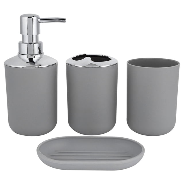 Juego de accesorios de baño Sunnimix 4 Piezas Decoración Ordenada gris