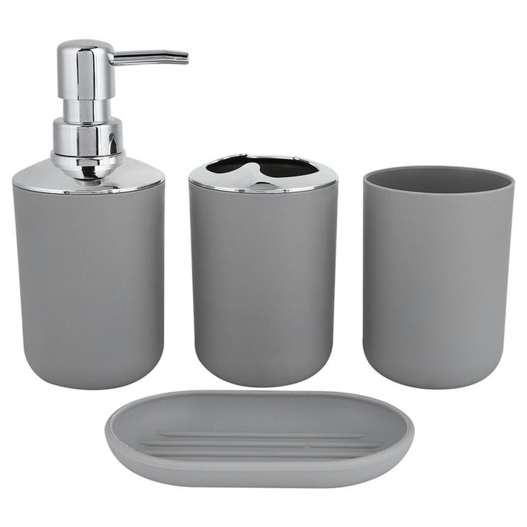 4pcs Bathroom Accessories Set Soap Dispenser Soap Dish Neat Dormitory Gray - Walmart.com