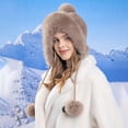 thumbnail image 4 of Wancir Women Winter Peruvian Cover Ears Beanie Hat Ear Flaps Sherpa Ski Snow Hats Knit Fleece Lined, 4 of 9