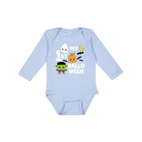 Inktastic My 1st Halloween with Ghost Monster and Pumpkin Boys or Girls Long Sleeve Baby Bodysuit