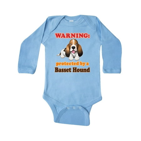 

Inktastic Protected by a Basset Hound Funny Dog Gift Baby Boy or Baby Girl Long Sleeve Bodysuit