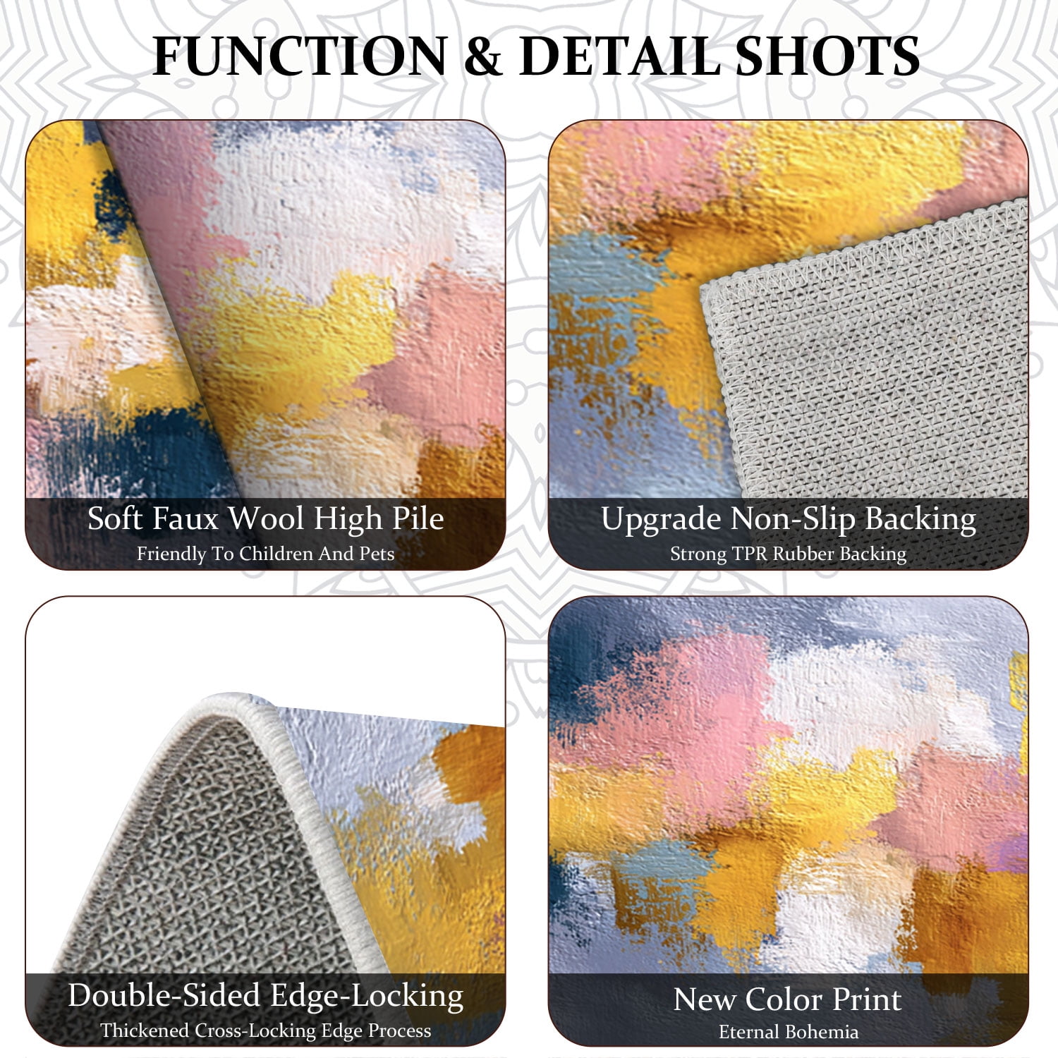3 Piece Kitchen Rug Set, Non-Slip And Washable, Abstract Pattern Kitchen Hallway Rug, Soft And Comfortable, Suitable For Sinks, Floors, Entrances, Hallways and Bathrooms
