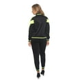 thumbnail image 2 of Victorious Women's Colorblock Reflective Stripe Band 2 Piece Tracksuit Set - Sweatshirt Jacket and Sweat Pants VL213 - Neon Yellow - Large, 2 of 6