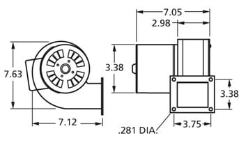 Centrifugal Blower 3200 RPM 115 Volts Fasco # B24220