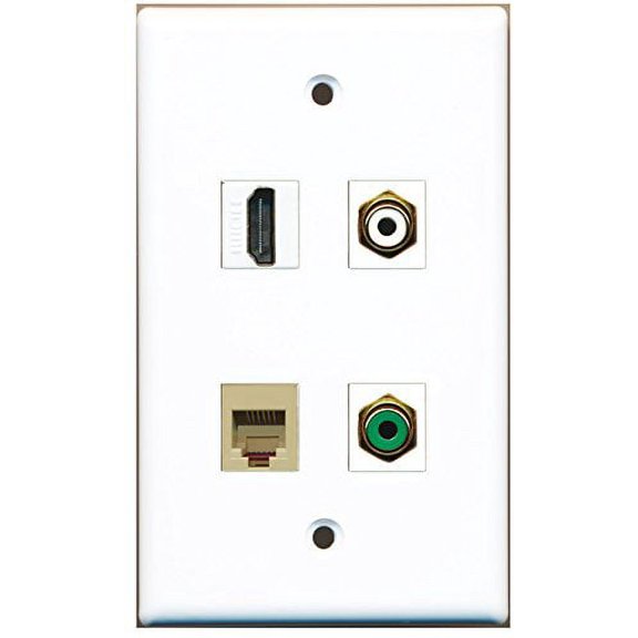 RiteAV - 1 Port HDMI 1 Port RCA White 1 Port RCA Green 1 Port Phone RJ11 RJ12 Beige Wall Plate
