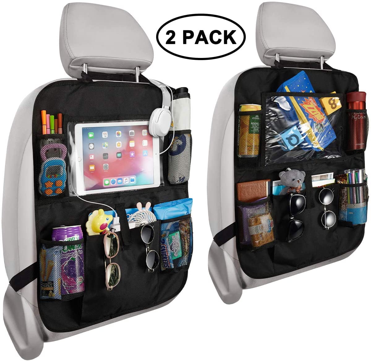 Sushiyi Gear Car Back Seat Organizer with Large Storage Bag Eco Friendly Materials Large Storage Space Great for Road Trips 5559021109 8 Pocket Include 2 Large,2 Small and 4 Net Pockets 