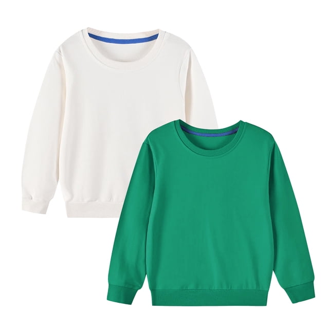 vdgthytj 2 Pack Chandail en Molleton Garçon Fille Enfant Automne Décontracté Ample Col Rond Manches Longues Pull Blouse
