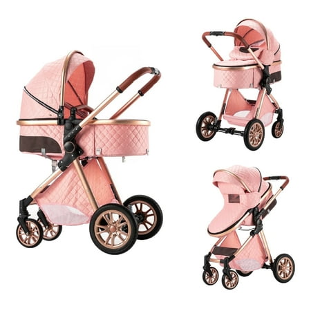 Magic ZC All-Terrain Baby Stroller,2-in-1 Infant Travel System with Panoramic Sunroof,Pink