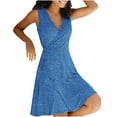 thumbnail image 1 of TSADFHJI Jupe en Jean pour Femme, Robe Portefeuille Florale à Col en V, Robe Midi Évasée à Manches Courtes Style Cap, Robe Midi Multicolore à Encolure Dégagée, Mini Robes TTTG Bleu, 1 of 8