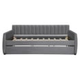 thumbnail image 6 of Full Size Daybed with Trundle, Upholstered Velvet Sofa Bed Frame with Wood Slat Support for Living Room, Gray, 6 of 8