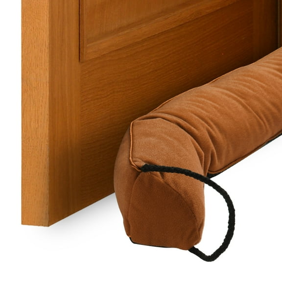 Door Sweep for Bottom of Door, 28" x 3" Door Draft Stopper with Hanging Loops, Brown