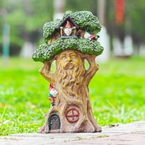 FGERFE-Garden Gnome Treehouse Outdoor Decor, Large Garden Gnome House and Fairy Figurines with Solar Lights Waterproof Resin Ornaments Decorations for Patio Yard Lawn Gift