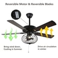 thumbnail image 4 of Bella Depot 42 Inch Black  Industrial Ceiling Fan with Dimmable Light Kit and Remote Control, Modern Reversible Ceiling Fan with Metal Cage Shade, 4 of 6