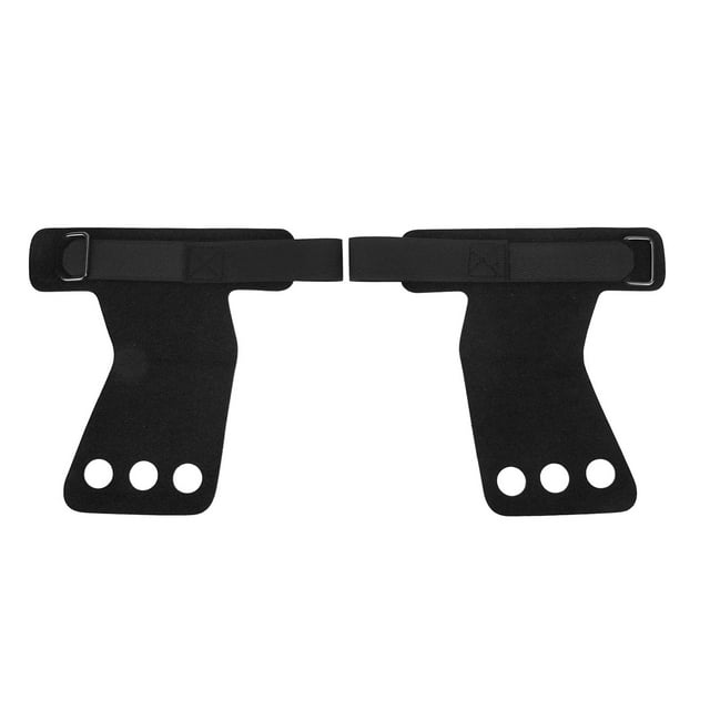 Protector de palmas para gimnasia, cuero de imitación, agarre de mano con tres dedos para entrenamiento de levantamiento de pesas, color negro, 2 uds. YUNYI BRAND Deportes