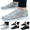 thumbnail image 5 of PEASKJP Mens Slip On Sneakers Mesh Breathable Lightweight Non Slip Slip On Tennis Gym Low-Top Sneakers Gray 41, 5 of 5