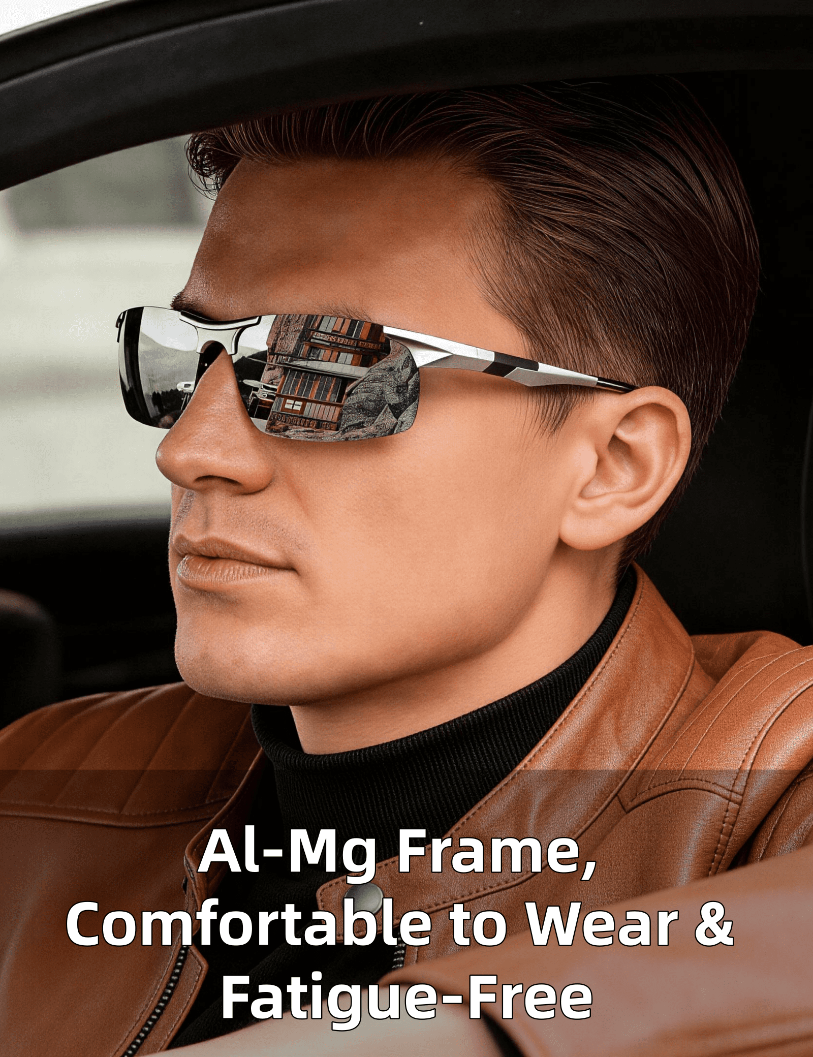 PUKCLAR Mens Driving Sunglasses Polarized Sports Sunglasses Al-Mg Metal Frame Cycling Fishing Golf Goggles