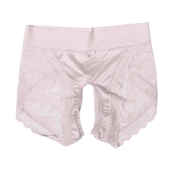 Ruimatai Women's Plus Size Seamless Lace Thong Underwear Breathable Comfortable Invisible No Show Panties Black Polyester