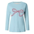 thumbnail image 3 of Womens Tops Women's Cute Bow Pattern Long Sleeve Top Spring Bow Print Shirts for Women, 3 of 3