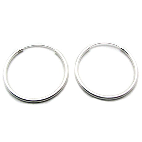 silver endless 25mm hoop hoops sterling earrings round