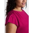 thumbnail image 4 of Terra & Sky Women’s Plus Pleated Shoulder Top with Short Sleeves, Size 0X-5X, 4 of 5