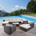 thumbnail image 3 of GDF Studio Alonzo Outdoor 8 Seater Wicker Sectional Sofa Set, Grey and Silver, 3 of 12