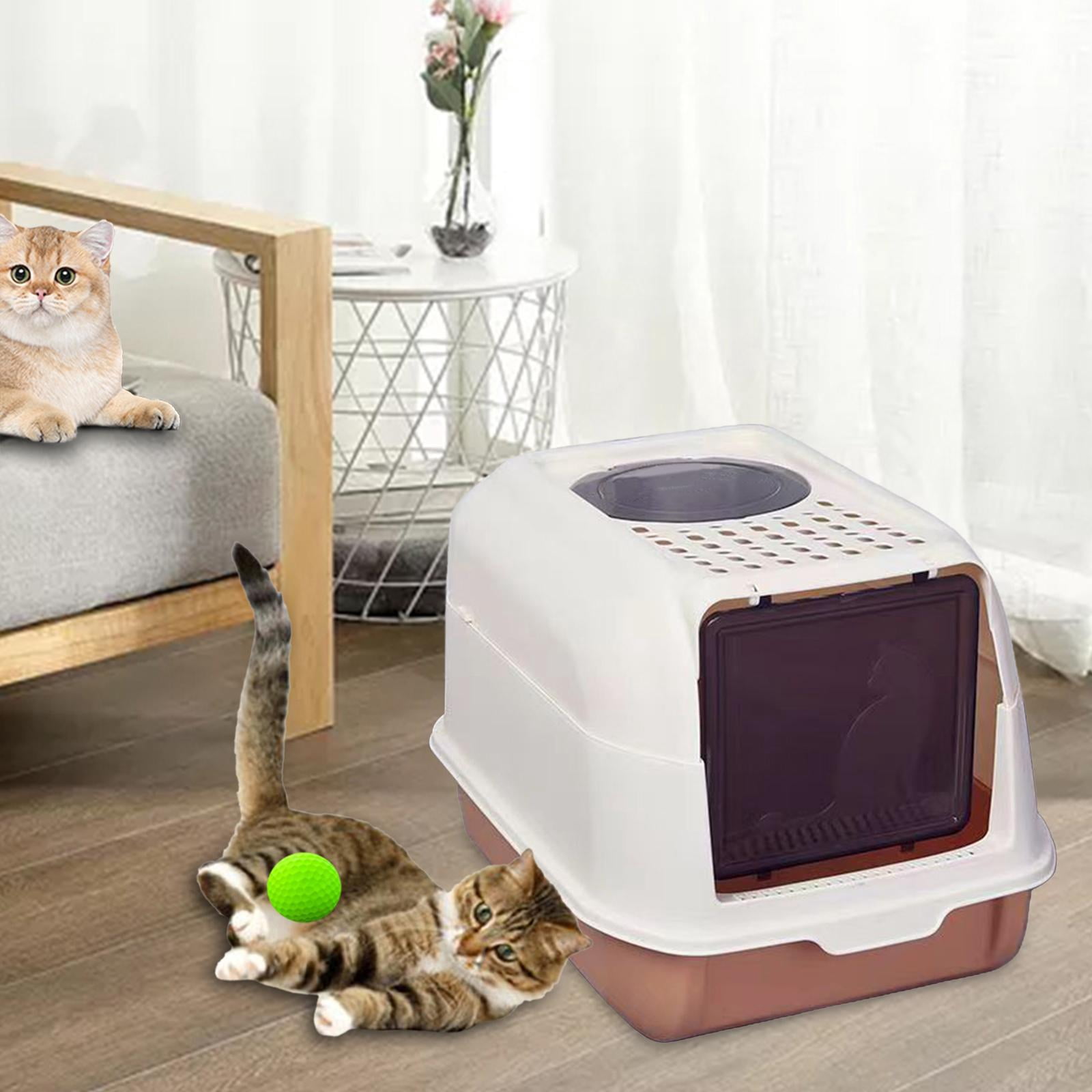 Bvdfgk Enclosed Cat Litter Box Kitten Litter Litter Tray Anti Splashing High Sides Easy Orange